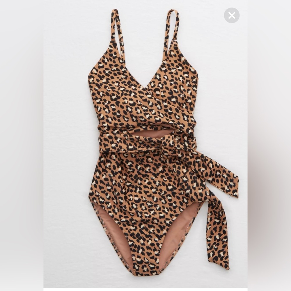 NEW with tags Aerie Leopard Wrap Swimsuit One Piece Large